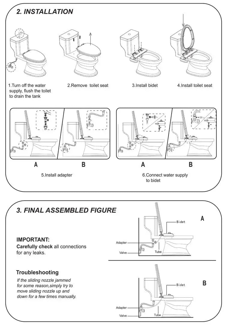 Bidet Toilet Seat Attachment Non-Electric Self-Cleaning Dual Nozzles Wash Hot /Cold Mixer Water Lady Bathroom Accessories Sprayer - The Urban Blasts Ltd