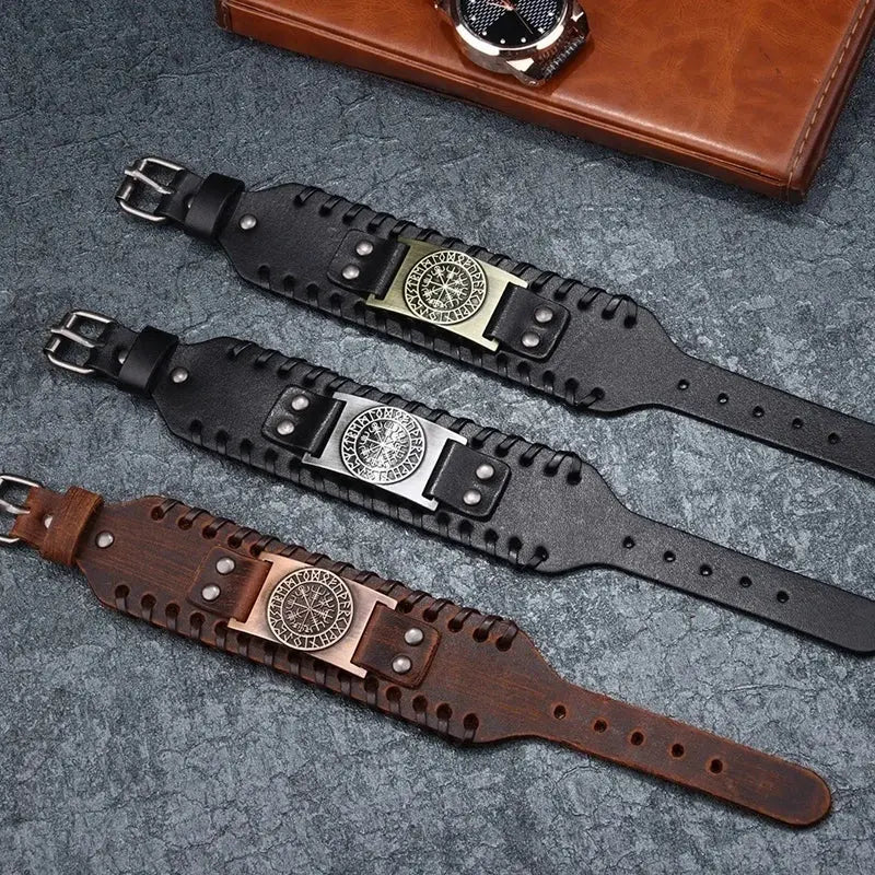 Retro Wide Leather Pirate Compass Bracelet Celtic Viking Compass Bracelet Jewellery Accessories Gifts More Styles & Sizes Inside - The Urban Blasts Ltd