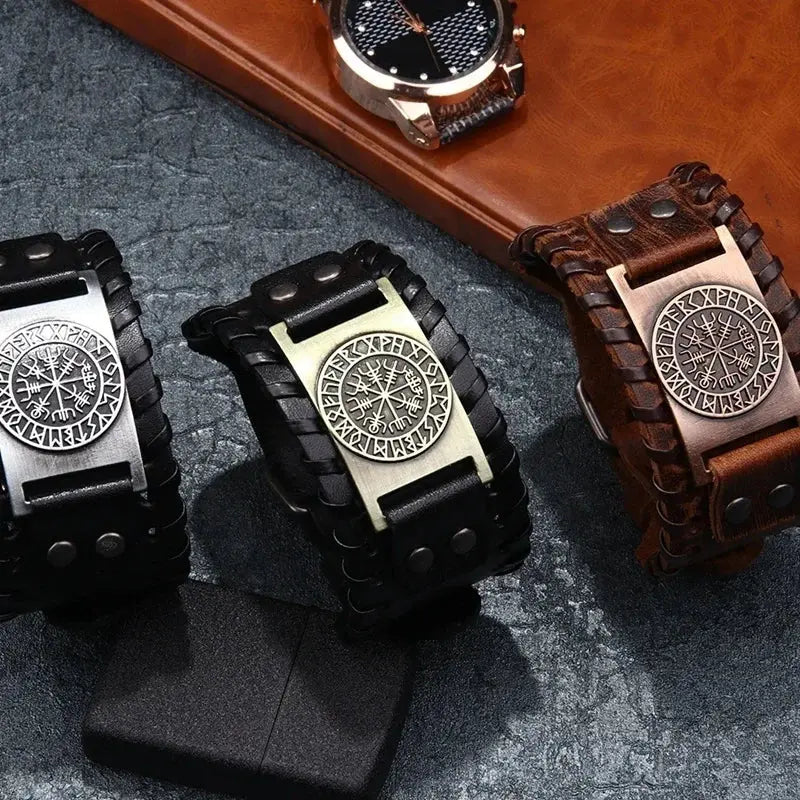 Retro Wide Leather Pirate Compass Bracelet Celtic Viking Compass Bracelet Jewellery Accessories Gifts More Styles & Sizes Inside - The Urban Blasts Ltd