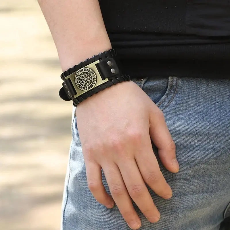 Retro Wide Leather Pirate Compass Bracelet Celtic Viking Compass Bracelet Jewellery Accessories Gifts More Styles & Sizes Inside - The Urban Blasts Ltd