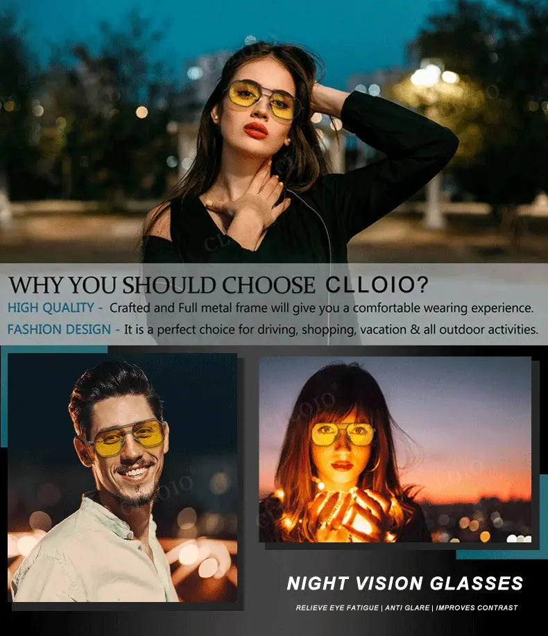 CLLOIO Anti-glare Day Night Vision Glasses Men Women Polarized Driving Sun Glasses Square Aluminum Photochromic Sunglasses UV400 - The Urban Blasts Ltd