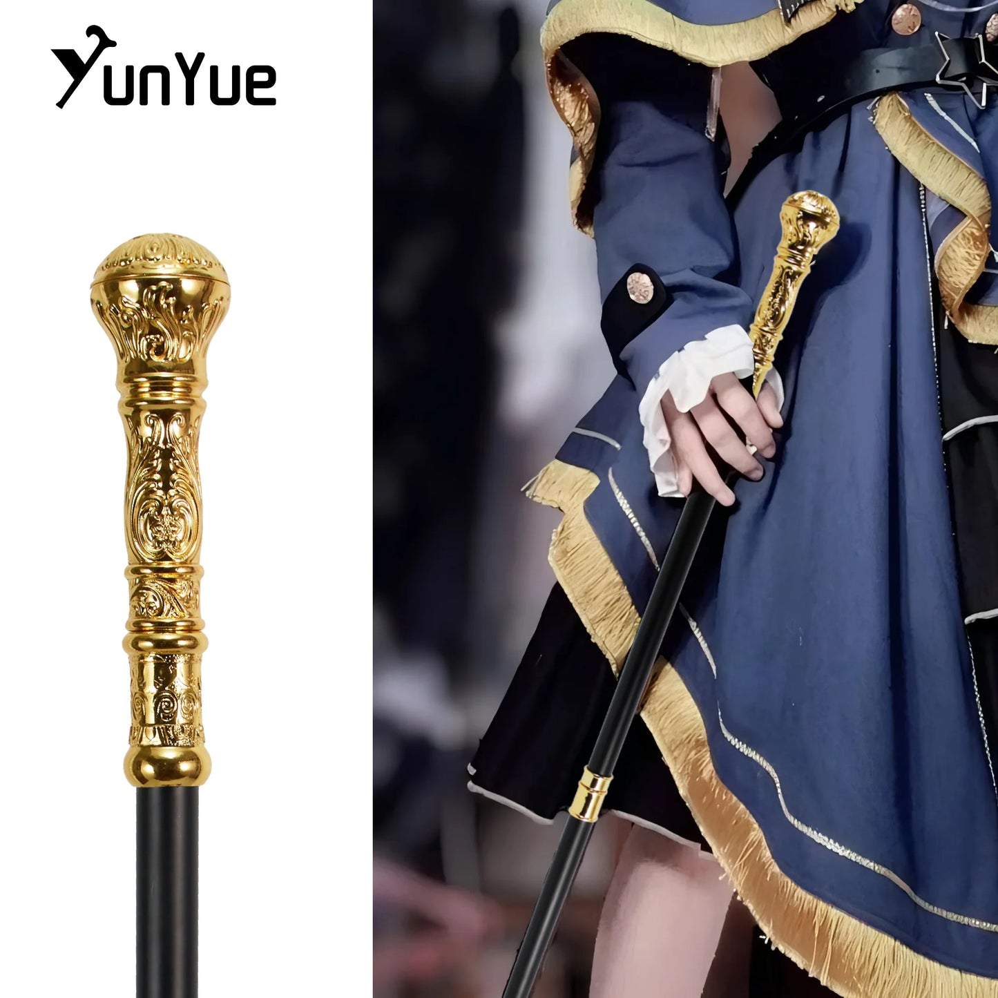 Elegant Golden Round Handle Fashion Walking Stick Cosplay Gentlemen Vintage Handmade Walking Cane Lady Detachable Walking Canes - The Urban Blasts Ltd