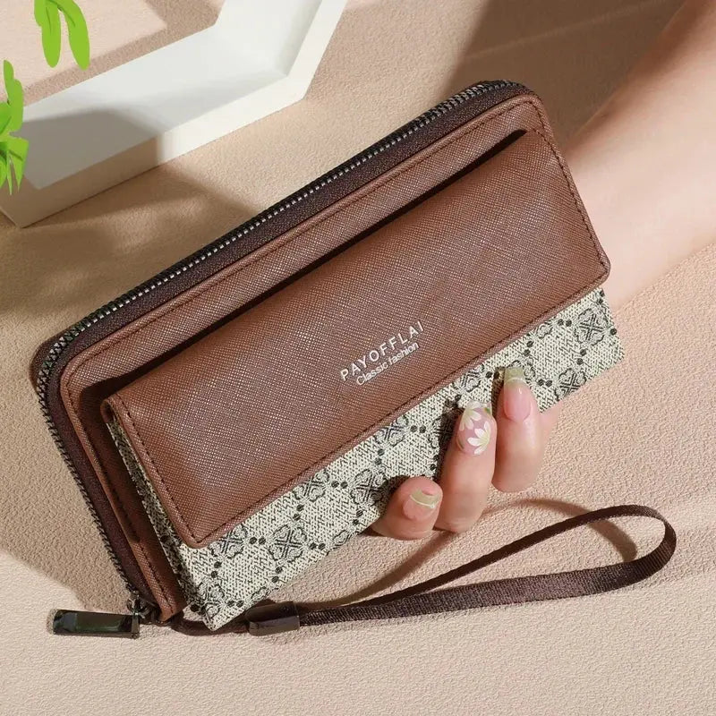 1pc Classic Unisex Faux Leather Wallet, Double Layer with Snap Closure, Zippered Card Holder & Photo Compartment, Color blocking - The Urban Blasts Ltd