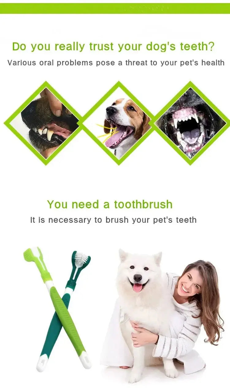 3-Sided Pet Toothbrush Dog Plastic Toothbrush Removing Bad Breath Tartar Cleaning Mouth Pet Dental Care Cat Cleaning Mouth - The Urban Blasts Ltd