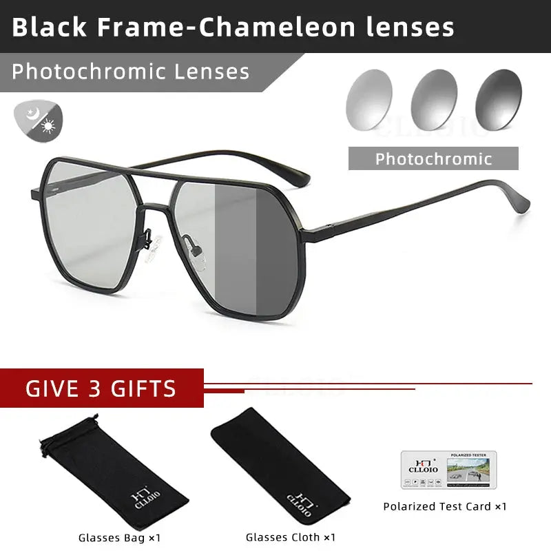 CLLOIO Anti-glare Day Night Vision Glasses Men Women Polarized Driving Sun Glasses Square Aluminum Photochromic Sunglasses UV400 - The Urban Blasts Ltd