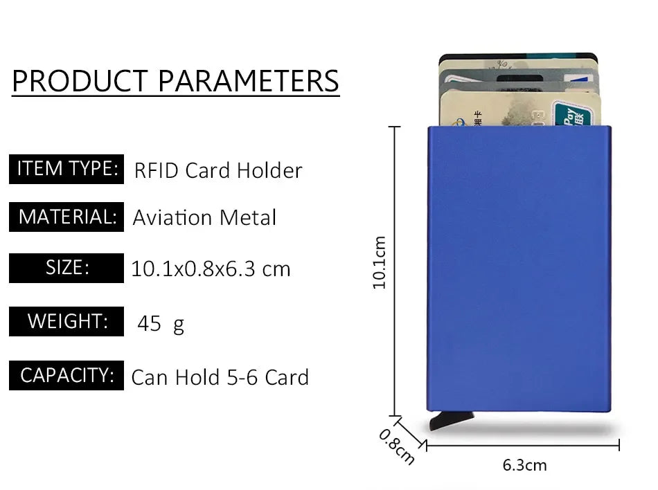 Rfid Credit Card Holder Metal Thin Slim Smart Wallet Men - The Urban Blasts Ltd