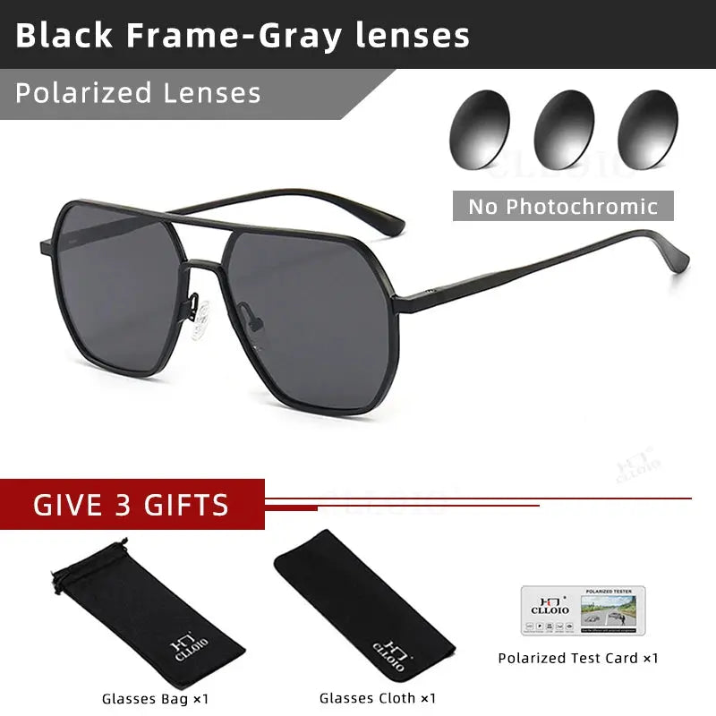 CLLOIO Anti-glare Day Night Vision Glasses Men Women Polarized Driving Sun Glasses Square Aluminum Photochromic Sunglasses UV400 - The Urban Blasts Ltd