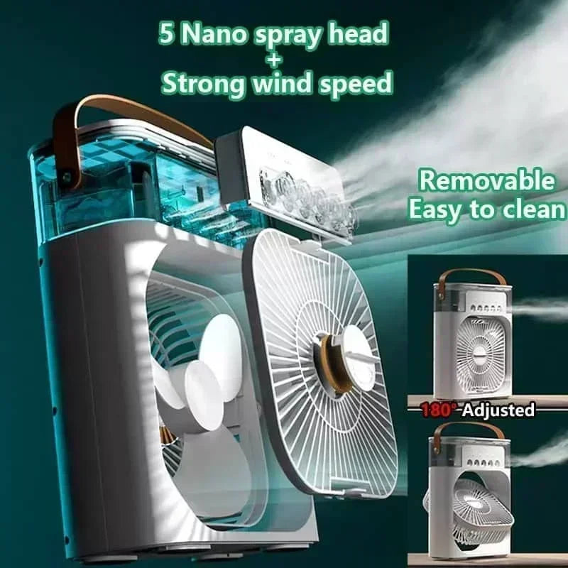 New 3 In 1 Fan AIr Conditioner Household Mini Air Cooler LED Night Light Portable Humidifier Air Adjustment Fan Office Home Fan - The Urban Blasts Ltd