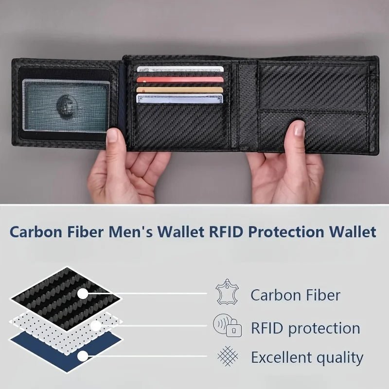 2025 New Men's Wallet with Coin Pocket RFID Protection Carbon Fiber Wallet for Men - The Urban Blasts Ltd