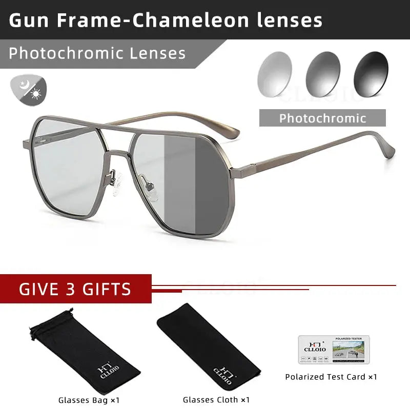 CLLOIO Anti-glare Day Night Vision Glasses Men Women Polarized Driving Sun Glasses Square Aluminum Photochromic Sunglasses UV400 - The Urban Blasts Ltd