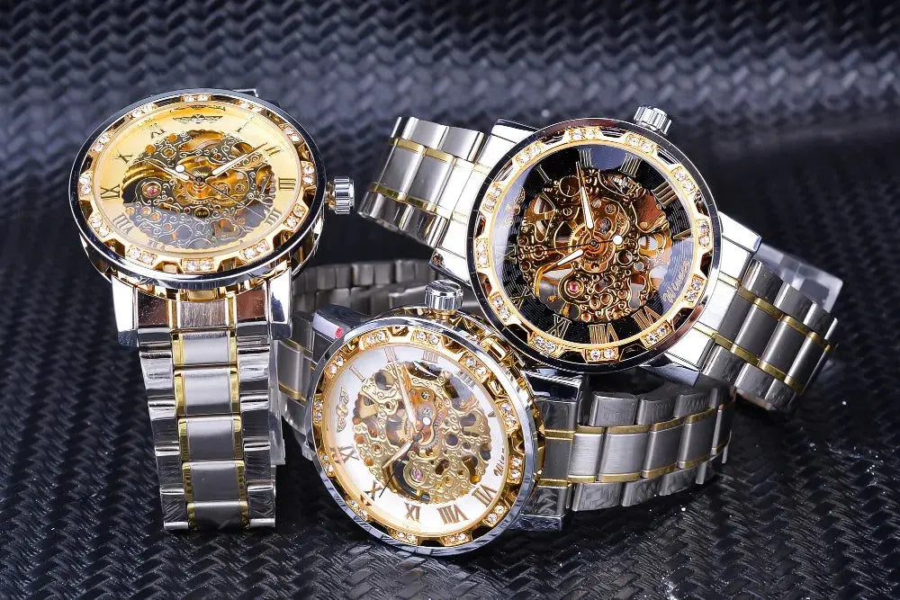 Fashion Winner Hot Top Brand Luxury Men Transparent Diamond Luminou Smovement Male Mechanical Skeleton Royal Design Wrist Watch - The Urban Blasts Ltd