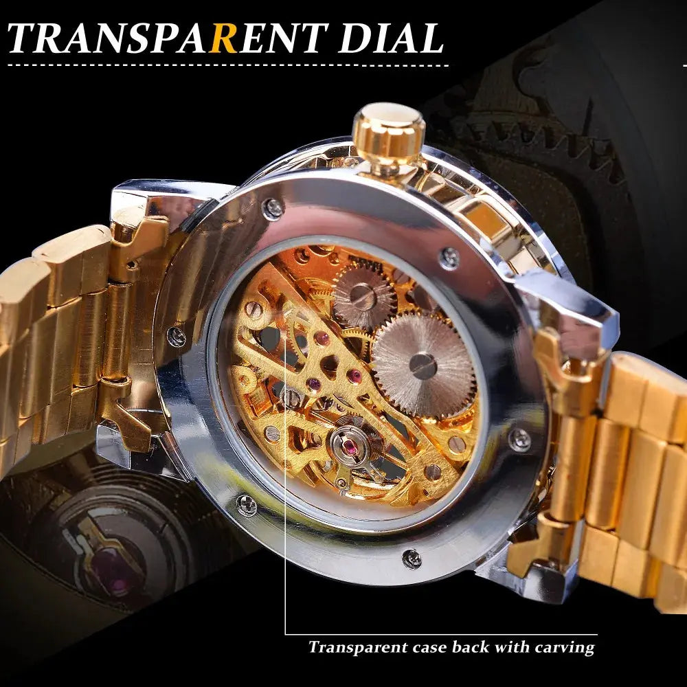 Fashion Winner Hot Top Brand Luxury Men Transparent Diamond Luminou Smovement Male Mechanical Skeleton Royal Design Wrist Watch - The Urban Blasts Ltd