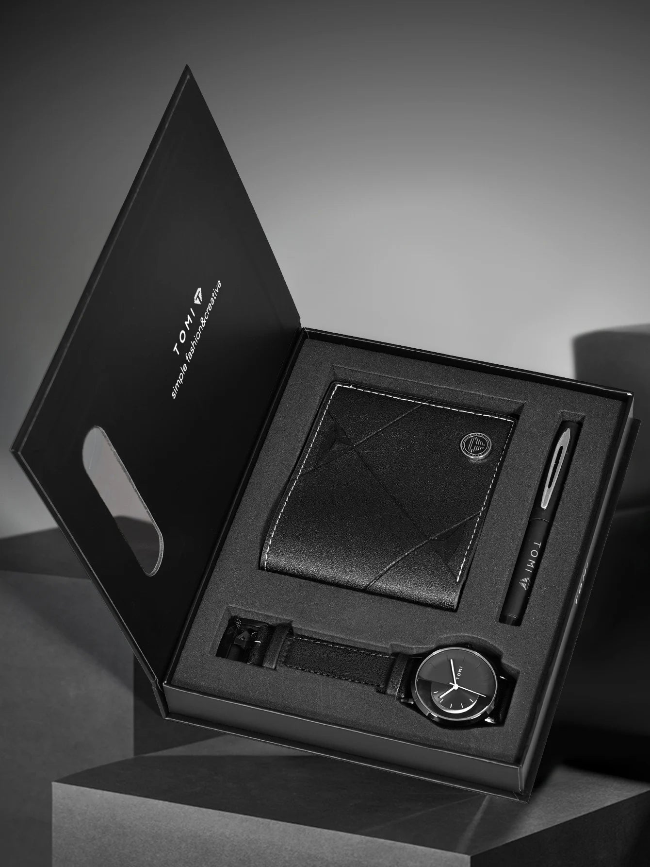 TOMI 3PCS Luxury Business Gift Box Set Men Watch Wallet - The Urban Blasts Ltd