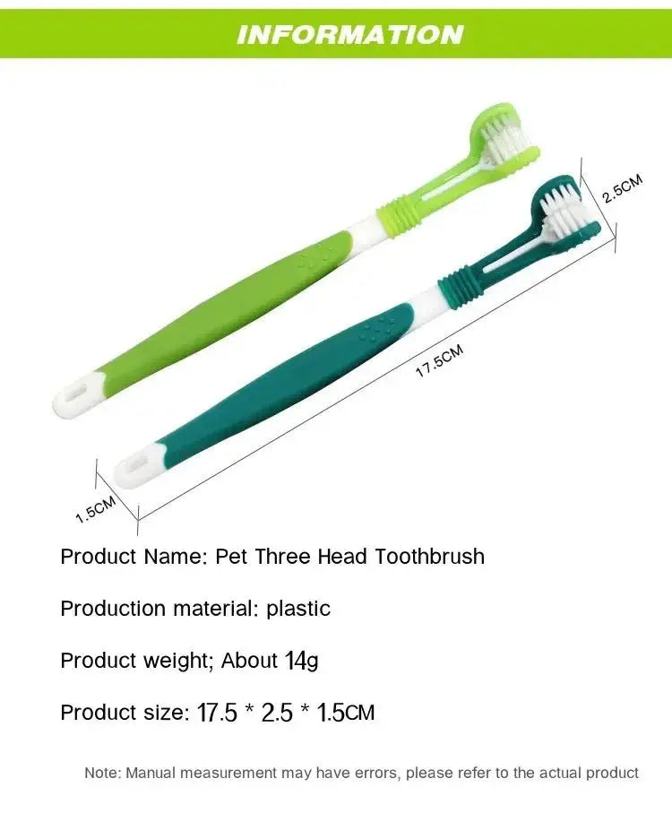 3 - Sided Pet Toothbrush Dog Plastic Toothbrush Removing Bad Breath Tartar Cleaning Mouth Pet Dental Care Cat Cleaning Mouth - The Urban Blasts Ltd
