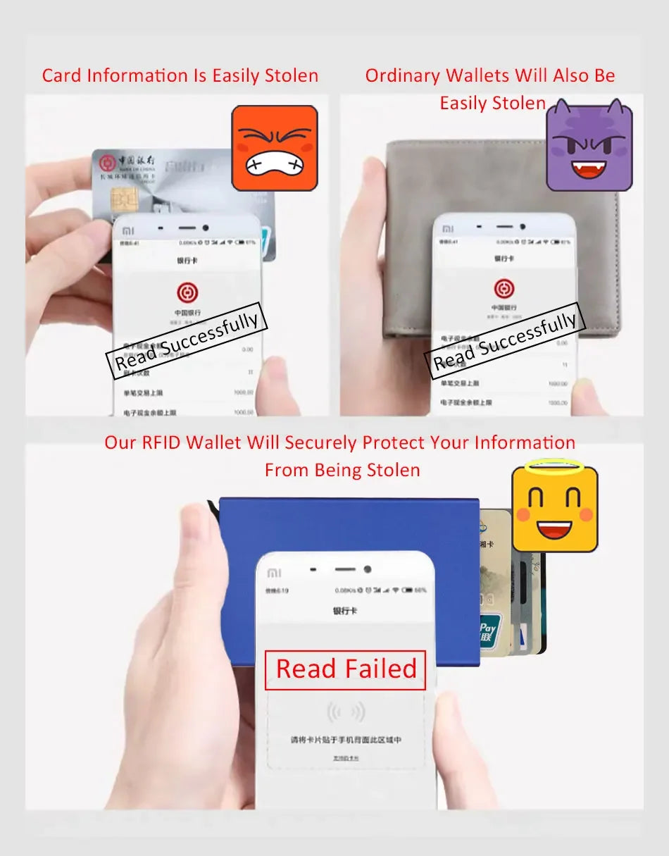 Rfid Credit Card Holder Metal Thin Slim Smart Wallet Men - The Urban Blasts Ltd