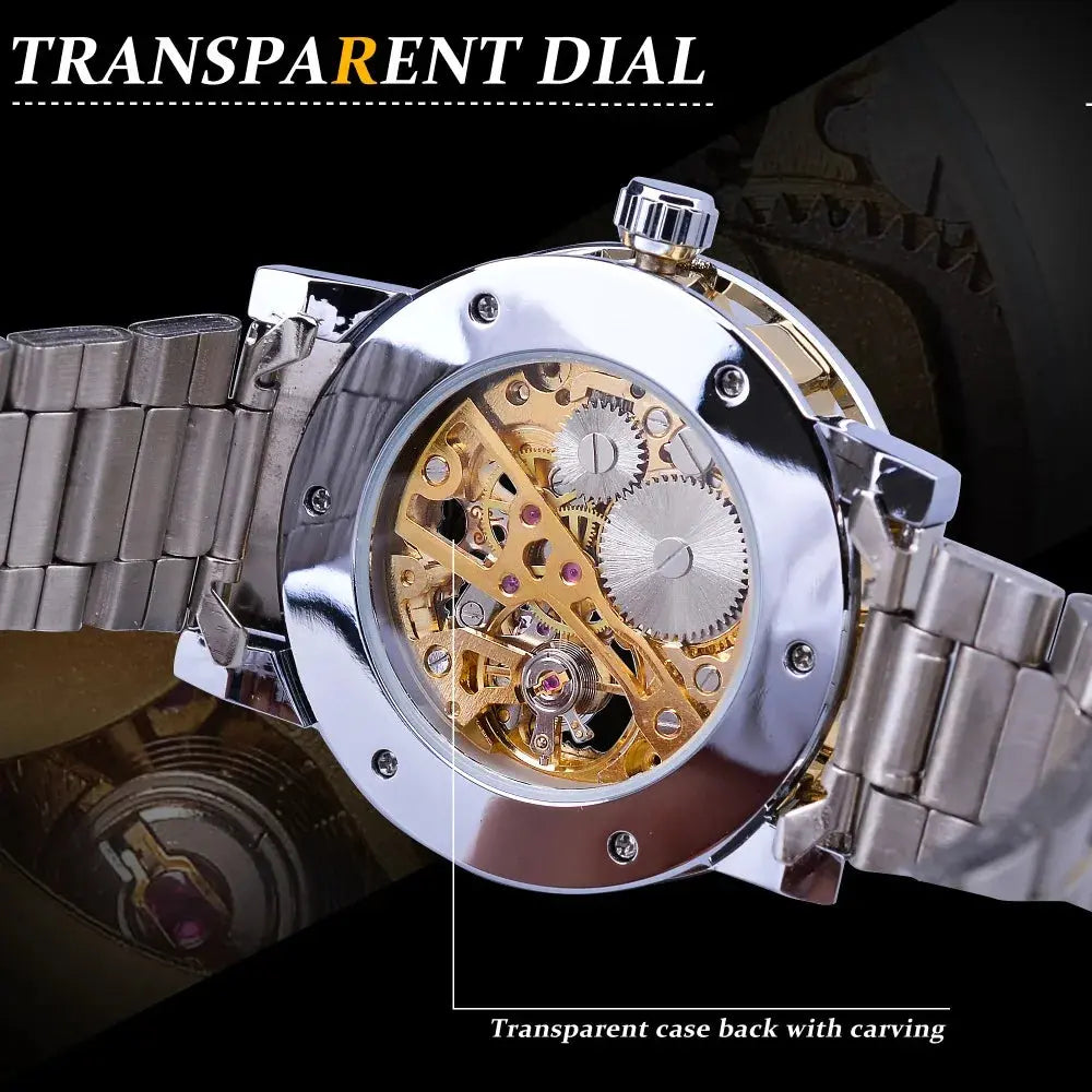 Fashion Winner Hot Top Brand Luxury Men Transparent Diamond Luminou Smovement Male Mechanical Skeleton Royal Design Wrist Watch - The Urban Blasts Ltd