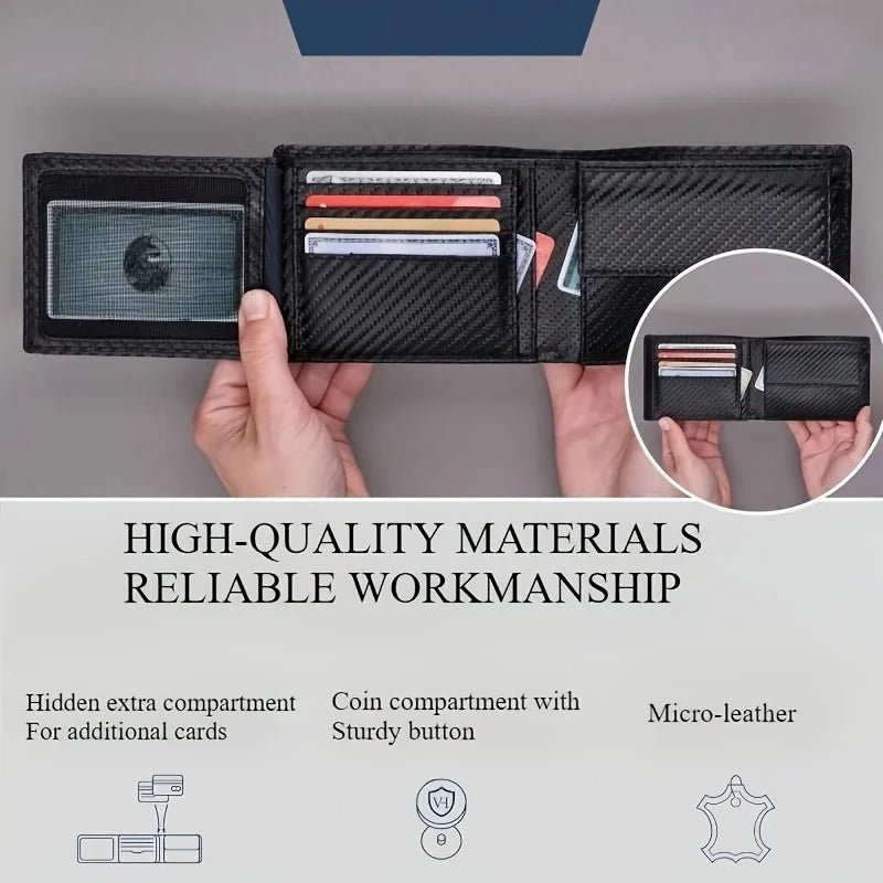 2025 New Men's Wallet with Coin Pocket RFID Protection Carbon Fiber Wallet for Men - The Urban Blasts Ltd