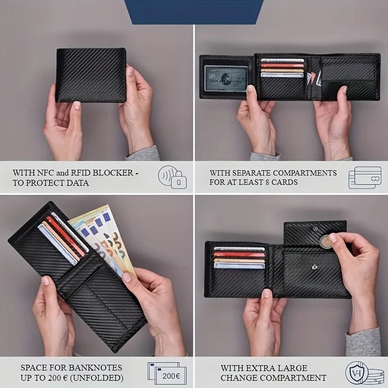 2025 New Men's Wallet with Coin Pocket RFID Protection Carbon Fiber Wallet for Men - The Urban Blasts Ltd