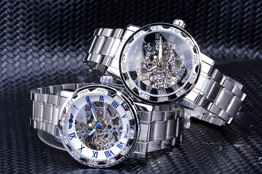 Fashion Winner Hot Top Brand Luxury Men Transparent Diamond Luminou Smovement Male Mechanical Skeleton Royal Design Wrist Watch - The Urban Blasts Ltd