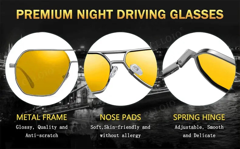 CLLOIO Anti-glare Day Night Vision Glasses Men Women Polarized Driving Sun Glasses Square Aluminum Photochromic Sunglasses UV400 - The Urban Blasts Ltd