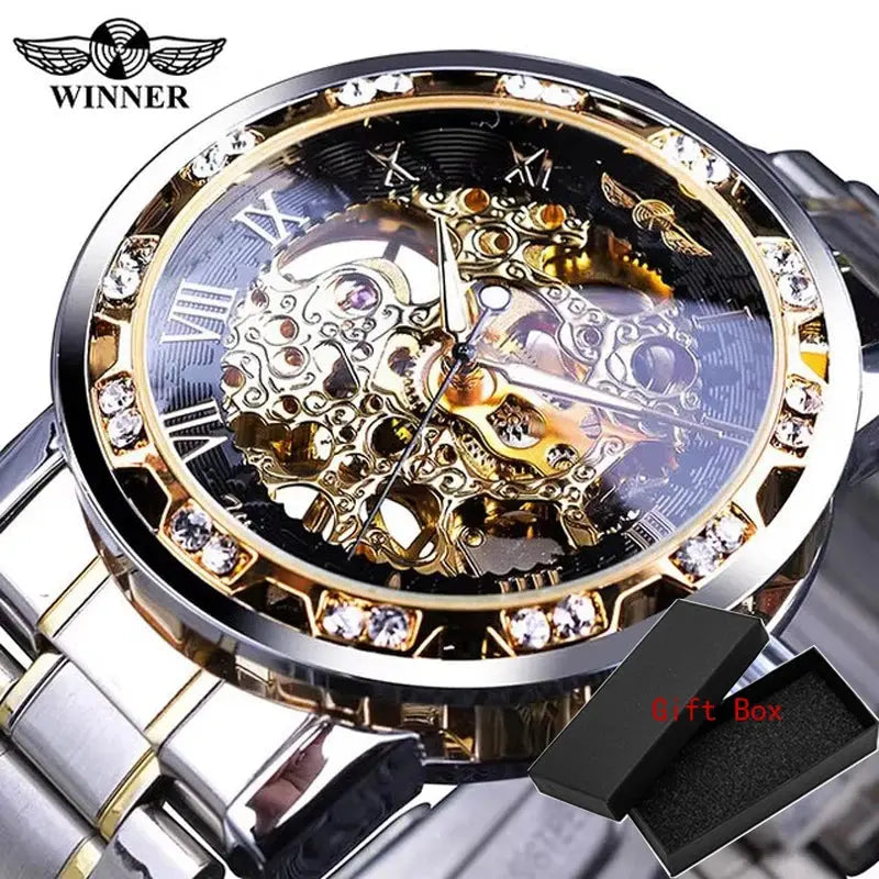 Fashion Winner Hot Top Brand Luxury Men Transparent Diamond Luminou Smovement Male Mechanical Skeleton Royal Design Wrist Watch - The Urban Blasts Ltd