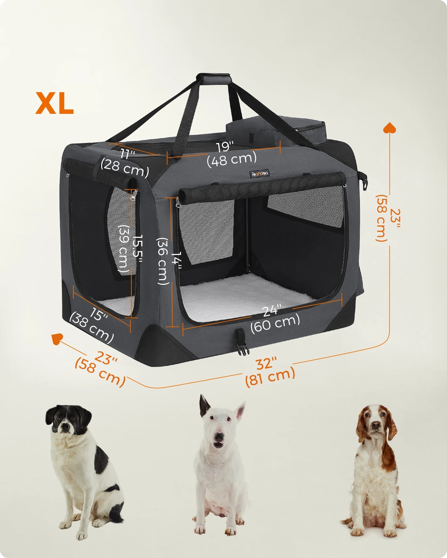 Feandrea Foldable Pet Carrier Bag, Portable Dog Travel Crate, Soft Sided Travel Carrier Large Dog Crate for Car - The Urban Blasts Ltd