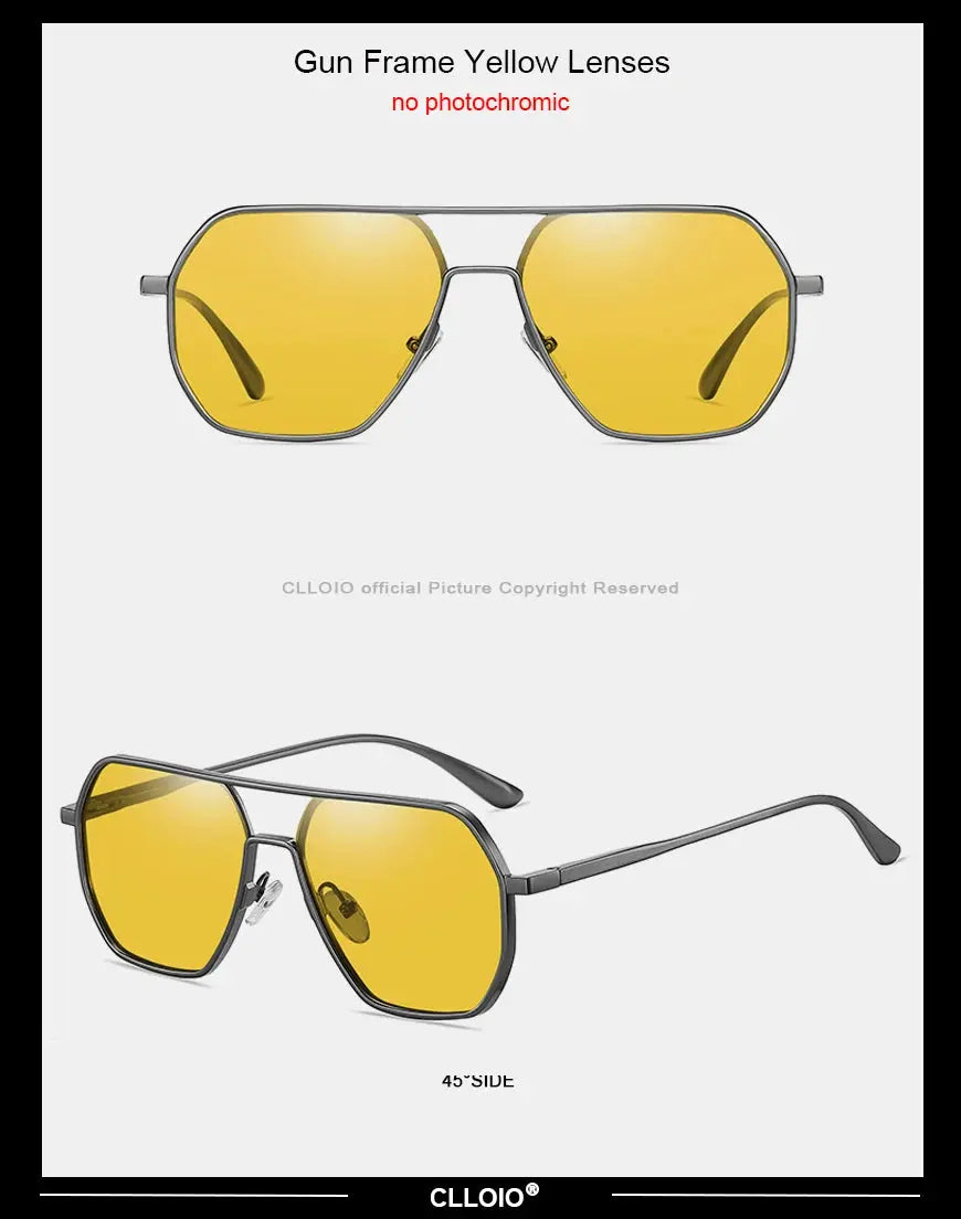 CLLOIO Anti-glare Day Night Vision Glasses Men Women Polarized Driving Sun Glasses Square Aluminum Photochromic Sunglasses UV400 - The Urban Blasts Ltd