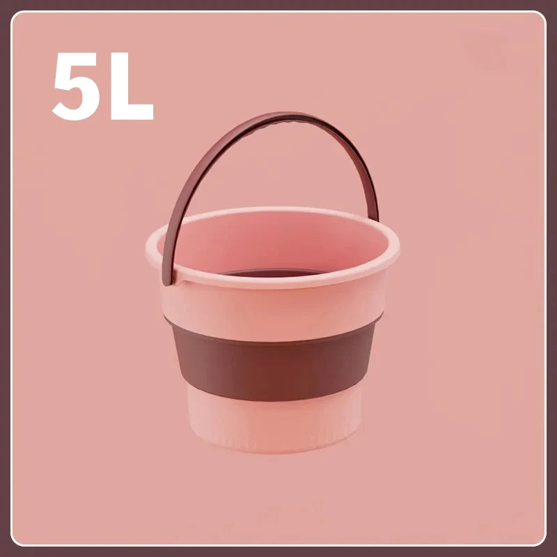5/10L Folding Portable Bucket with Cover Car Wash Fishing Bathroom Tool Silicone Bucket Outdoor Camping Household Supplies - The Urban Blasts Ltd