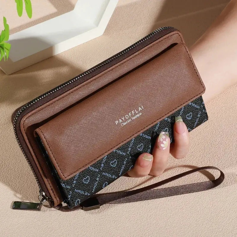 1pc Classic Unisex Faux Leather Wallet, Double Layer with Snap Closure, Zippered Card Holder & Photo Compartment, Color blocking - The Urban Blasts Ltd