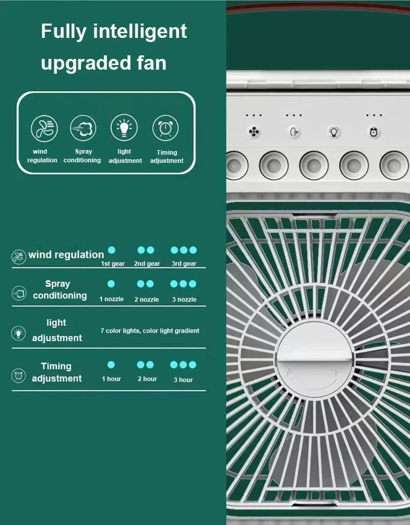 New 3 In 1 Fan AIr Conditioner Household Mini Air Cooler LED Night Light Portable Humidifier Air Adjustment Fan Office Home Fan - The Urban Blasts Ltd