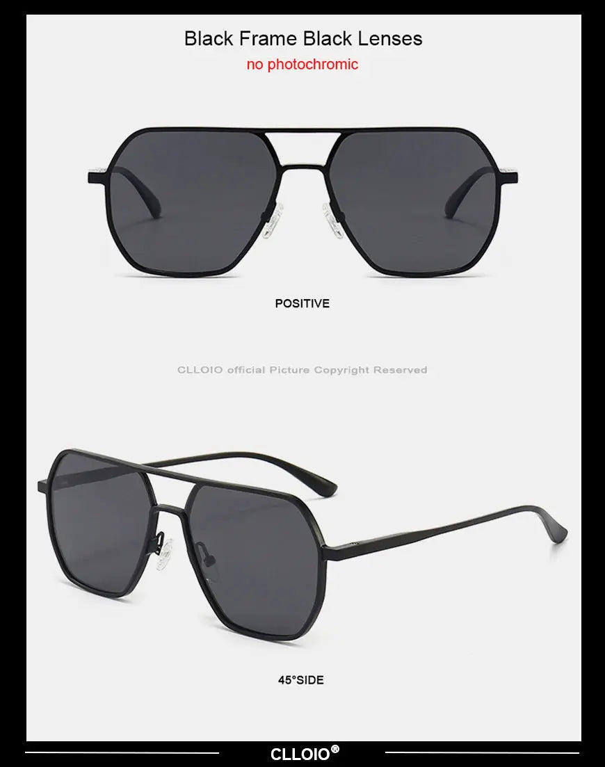 CLLOIO Anti-glare Day Night Vision Glasses Men Women Polarized Driving Sun Glasses Square Aluminum Photochromic Sunglasses UV400 - The Urban Blasts Ltd