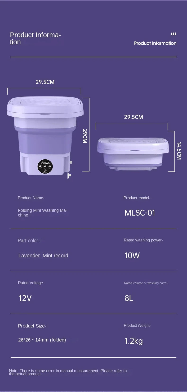 8L Portable Small Washing Machine Foldable with Spin Dryer For Socks Underwear Panties Mini Washer Household Laundry - The Urban Blasts Ltd