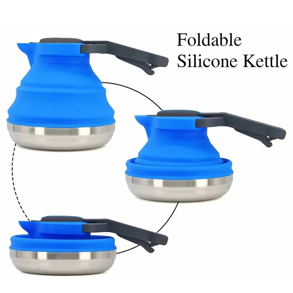 Easy Carrying Silicone Folding Kettle Steel Bottom Gas Stove Heating Water Kettle 1.5L - The Urban Blasts Ltd