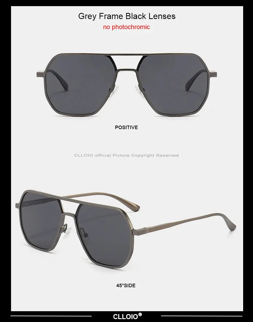CLLOIO Anti-glare Day Night Vision Glasses Men Women Polarized Driving Sun Glasses Square Aluminum Photochromic Sunglasses UV400 - The Urban Blasts Ltd