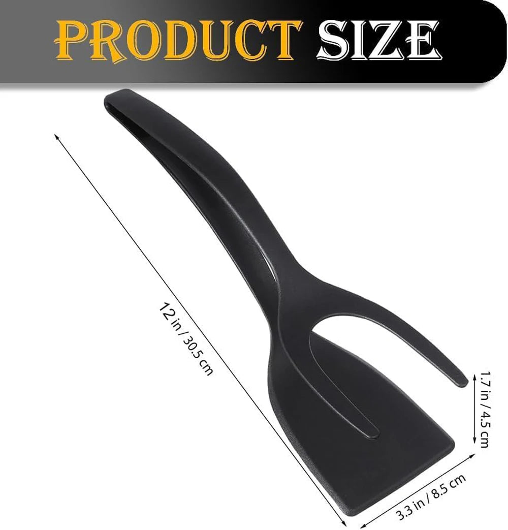 New 2 in 1 Grip Flip Spatula Tongs Egg Flipper Spatula Nylon Non Stick Coating Pancake Fish French Toast Omelet Making Tool - The Urban Blasts Ltd