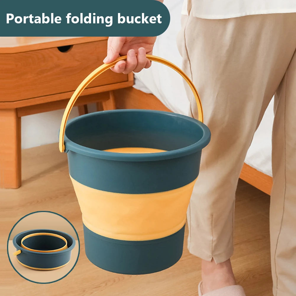 5/10L Folding Portable Bucket with Cover Car Wash Fishing Bathroom Tool Silicone Bucket Outdoor Camping Household Supplies - The Urban Blasts Ltd