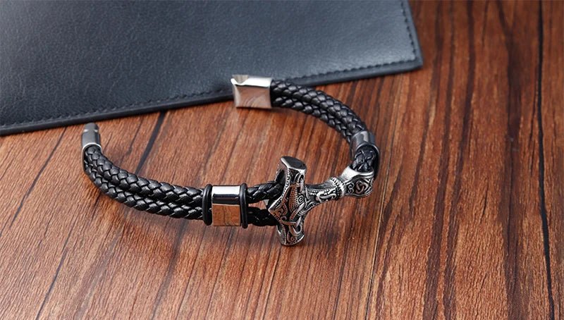Trendy Genuine Leather Bracelet Men Classic Magnetic Button Stainless Steel Bangles Rope Wrap Charm for Male Bracelets - The Urban Blasts Ltd