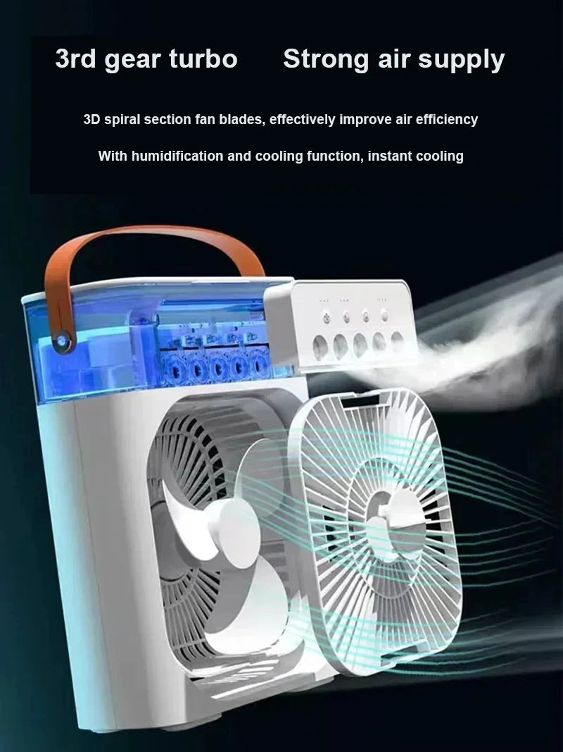 New 3 In 1 Fan AIr Conditioner Household Mini Air Cooler LED Night Light Portable Humidifier Air Adjustment Fan Office Home Fan - The Urban Blasts Ltd