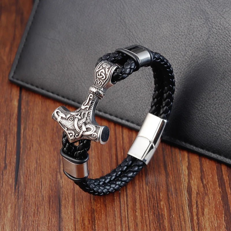 Trendy Genuine Leather Bracelet Men Classic Magnetic Button Stainless Steel Bangles Rope Wrap Charm for Male Bracelets - The Urban Blasts Ltd