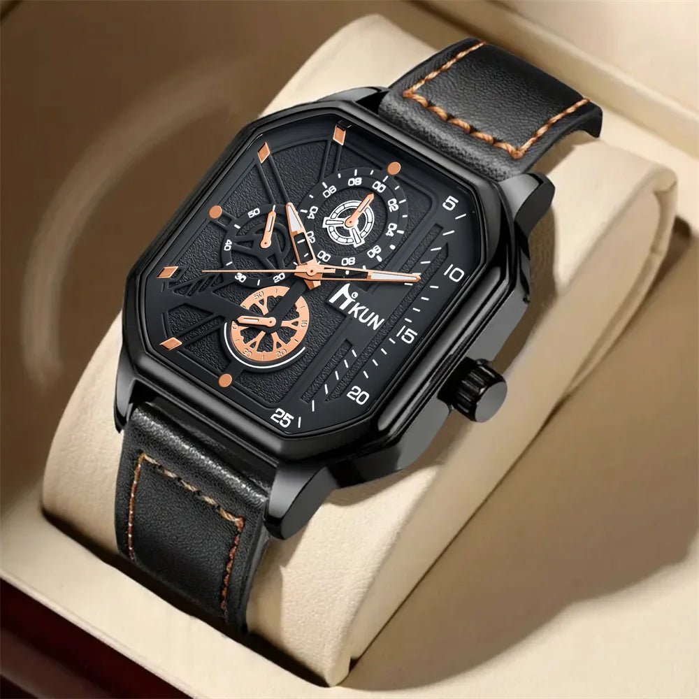 New Mens Watch Set with Gift Box for Men 5 Pieces Keychain Sunglasses Belt and Wallet Set for Men Him Boyfriend Dad Husband - The Urban Blasts Ltd