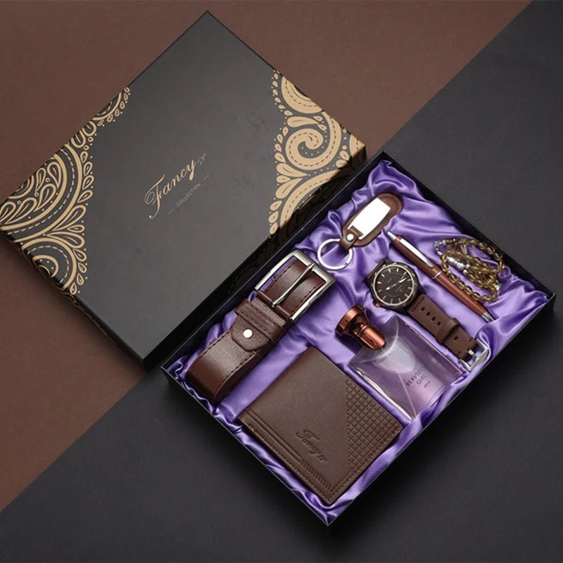 Men Gift Business Luxury Company Mens Set 6 in 1 Watch Glasses Pen Keychain Belt Purse Welcome Holiday Birthday - The Urban Blasts Ltd