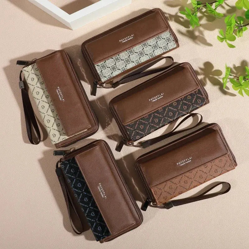 1pc Classic Unisex Faux Leather Wallet, Double Layer with Snap Closure, Zippered Card Holder & Photo Compartment, Color blocking - The Urban Blasts Ltd