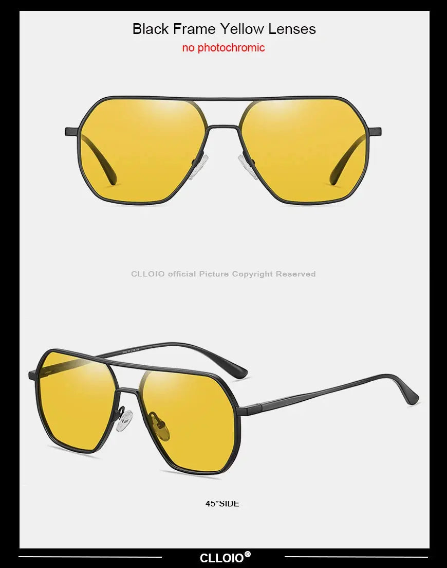 CLLOIO Anti-glare Day Night Vision Glasses Men Women Polarized Driving Sun Glasses Square Aluminum Photochromic Sunglasses UV400 - The Urban Blasts Ltd
