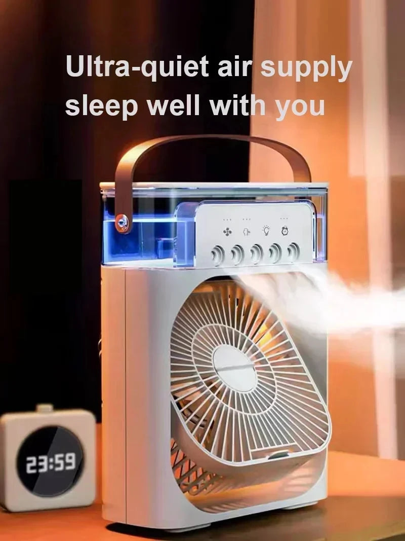 New 3 In 1 Fan AIr Conditioner Household Mini Air Cooler LED Night Light Portable Humidifier Air Adjustment Fan Office Home Fan - The Urban Blasts Ltd
