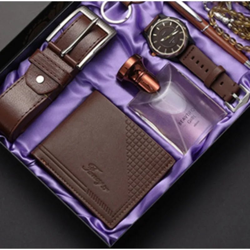 Men Gift Business Luxury Company Mens Set 6 in 1 Watch Glasses Pen Keychain Belt Purse Welcome Holiday Birthday - The Urban Blasts Ltd