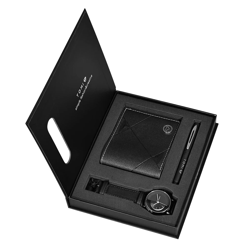 TOMI 3PCS Luxury Business Gift Box Set Men Watch Wallet - The Urban Blasts Ltd