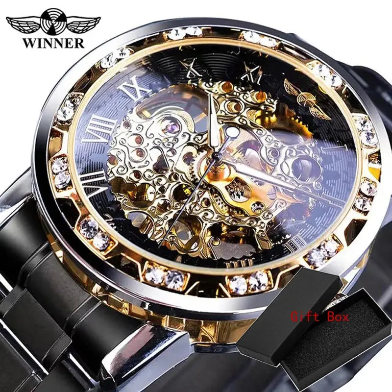 Fashion Winner Hot Top Brand Luxury Men Transparent Diamond Luminou Smovement Male Mechanical Skeleton Royal Design Wrist Watch - The Urban Blasts Ltd