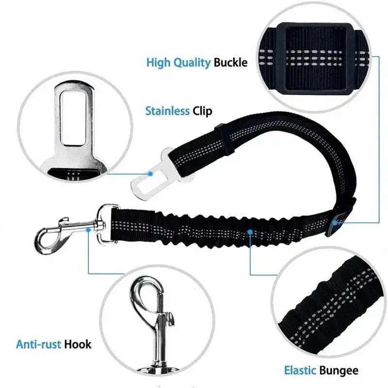 Elastic Nylon Dog Seat Belt For Small Large Dogs Adjustable Reflective Durable Lead Puppy Travel Car Safety Rope - The Urban Blasts Ltd