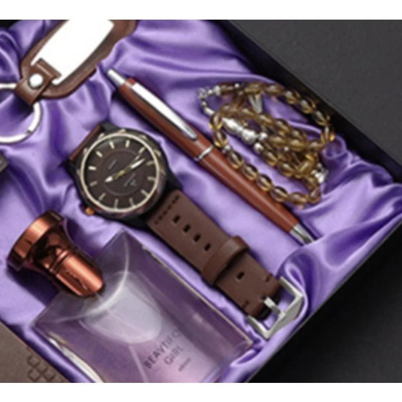 Men Gift Business Luxury Company Mens Set 6 in 1 Watch Glasses Pen Keychain Belt Purse Welcome Holiday Birthday - The Urban Blasts Ltd