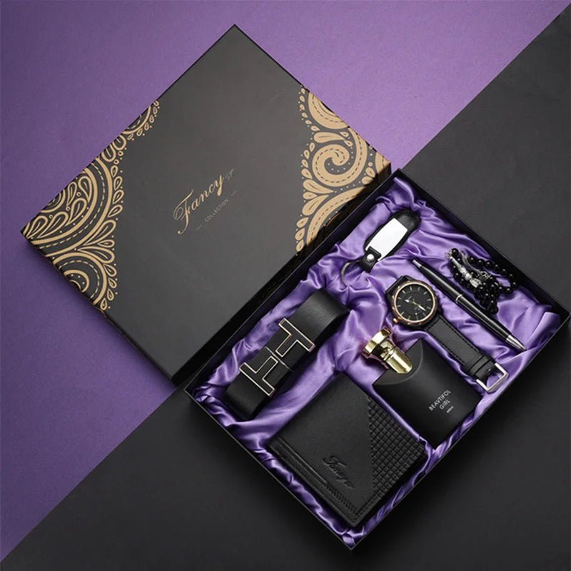 Men Gift Business Luxury Company Mens Set 6 in 1 Watch Glasses Pen Keychain Belt Purse Welcome Holiday Birthday - The Urban Blasts Ltd